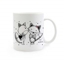 Tasse Füchse schwarz-weiss mit Punkten und Spruch mit dir ist es am schönsten cup foxes black-and-white with dots and saying with you it is most beautiful ts295