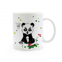 Tasse Pandabär mit Blumen Punkten und Spruch weil du toll bist Cup panda with flowers dots and quote because you are great ts312