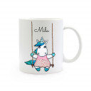 Tasse Becher Kaffeetasse Kaffeebecher Kindertasse Kinderbecher Einhorntasse Einhornbecher Einhorn auf Schaukel mit Wunschnamen cup mug coffee cup coffee mug children mug children cup unicorn on swing with custom name ts334