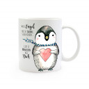 Tasse Becher Kindertasse Kinderbecher Kaffeetasse Kaffeebecher Pinguin mit Herz und Spruch weil Engel nicht überall sein können… gibt es Menschen wie dich Cup mug coffee cup coffee mug children cup children mug penguin with heart and saying because angels