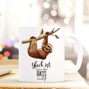 Becher Tasse Kaffeetasse Kaffeebecher Faultier mit Spruch Glück ist wenn der Bass einsetzt Cup mug sloth with quote saying happiness is when the bass starts ts422_H.jpg