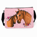 Schultertasche Schultasche Tasche Pferd mit Fohlen und Wunschnamen satchel sling bag school bag horse with foal and desired name tsu01