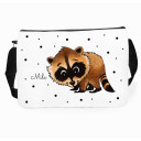 Schultertasche Schultasche Kindertasche Umhängetasche Tasche Waschbär mit Punkten und Wunschnamen satchel sling bag school bag kids bag childrens bag raccoon with dots and custom name tsu09