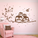 Wandtattoo Wandsticker Wandaufkleber Wandbild Aufkleber Sticker Eulen Eulchen Eulenfamilie auf Ast mit Schmetterling und Punkten wall decal wall mural wall sticker wall tattoo little owls owl family on branch with butterfly and dots M1132