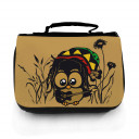 Waschtasche Waschbeutel Kulturbeutel Kosmetiktasche Reisewaschtasche Bob Marley Reggae Eule im Gras mit Gitarre washbag toilet bag sponge bag cosmetics bag travel washbag Bob Marley Reggae owl in grass with guitar wt057