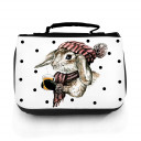 Waschtasche Waschbeutel Kulturbeutel Kosmetiktasche Reisewaschtasche Hase Kaninchen mit Tee Mütze und Wunschnamen washbag toilet bag sponge bag cosmetics bag travel washbag rabbit hare with tea hat and custom name wt062