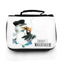 Waschtasche Waschbeutel Kulturbeutel Kosmetiktasche Reisewaschtasche Kapitän Möwe mit Mütze Pfeife und Wunschnamen washbag toilet bag sponge bag cosmetics bag travel washbag captain seagull with hat pipe and custom name wt061