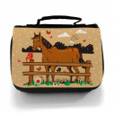 Waschtasche Kosmetiktasche Pferd auf Weide Wunschname toilet bag horse on willow desired name wt004