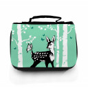 Waschtasche Kosmetiktasche Reh im Wald mit Schmetterlingen washbag deer with butterflies in forest wt021