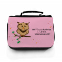 Waschtasche Kosmetiktasche Eule auf Ast jeden Morgen die gleiche Frage toilet bag owl on branch every morning the same question wt042