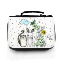 Waschtasche Waschbeutel Kulturbeutel Kosmetiktasche Reisewaschtasche 2-er Set Hase und Katze mit Wunschnamen wt107S Washbag toilet bag sponge bag cosmetics bag travel washbag Set of 2 rabbit and cat with desirable name wt107S