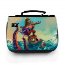 Waschtasche Waschbeutel Kulturbeutel Kosmetiktasche Reisewaschtasche Pirat auf See mit Octopus und Wunschnamen Washbag toilet bag sponge bag cosmetics bag travel washbag pirate on sea with octopus and custom name wt118