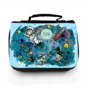 Waschtasche Waschbeutel Kulturbeutel Kosmetiktasche Weltraum Astronat mit Planeten Sonne Mond Sterne Kometen Raketen und Wunschnamen washbag toilet bag sponge bag cosmetics bag travel washbag outer space with astronaut planets sun moon stars comets rocket