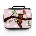 Waschtasche Waschbeutel Kulturbeutel Kosmetiktasche Reisewaschtasche Waschbär auf Ast mit Schmetterling und Wunschnamen washbag toilet bag sponge bag cosmetics bag travel washbag racoon on branch with butterfly and custom name wt121