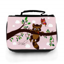 Waschtasche Waschbeutel Kulturbeutel Kosmetiktasche Reisewaschtasche Waschbär auf Ast mit Schmetterling und Wunschnamen washbag toilet bag sponge bag cosmetics bag travel washbag racoon on branch with butterfly and custom name wt121