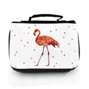 Waschtasche Waschbeutel Kulturbeutel Kosmetiktasche Reisewaschtasche Flamingo mit Wunschnamen und Punkte washbag toilet bag sponge bag cosmetics bag travel washbag flamingo with custom name and dots wt134