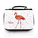 Waschtasche Waschbeutel Kulturbeutel Kosmetiktasche Reisewaschtasche Flamingo mit Wunschnamen und Punkte washbag toilet bag sponge bag cosmetics bag travel washbag flamingo with custom name and dots wt134