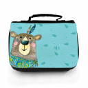 Waschtasche Waschbeutel Kulturbeutel Kosmetiktasche Reisewaschtasche Boho Bär mit Wunschnamen Washbag toilet bag sponge bag cosmetics bag travel washbag boho bear with custom name wt136