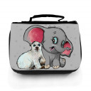 Waschtasche Waschbeutel Kulturbeutel Kosmetiktasche Reisewaschtasche Elefant mit Eisbär und Wunschnamen washbag toilet bag sponge bag cosmetics bag travel washbag elephant with polar bear and custom name wt146