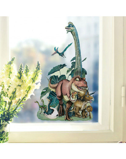 Fensterbild Dinosaurier Dinos Dinosaurier T-Rex Brontosaurus