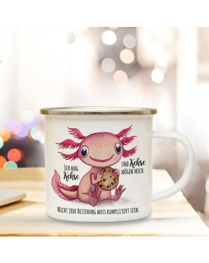Ilka Parey Emaillebecher Mit Axolotl-Motiv & Spruch – Ø 85 Mm, Höhe 80 Mm, Weiß, Geschenkidee