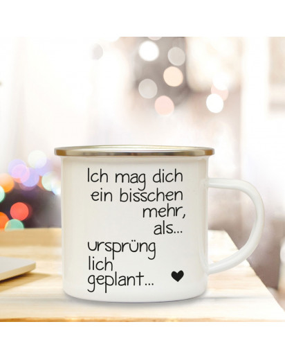 Emaille Tasse Becher mit Spruch Kaffeebecher Spruchbecher Camping