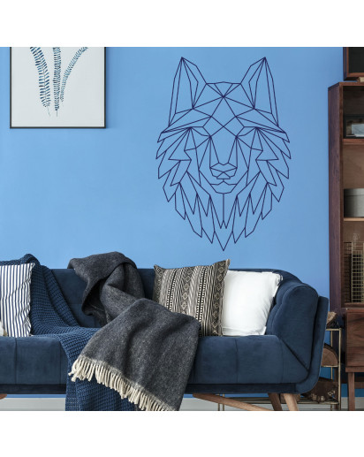 Wandtattoo geometrischer Wolf polygonaler Stil Wanddeko für Flur