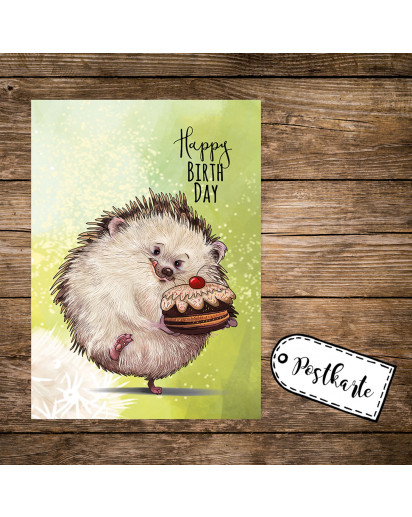 Igel Geburtstagskarte Von Whitman And Daughter – Aquarell-Design, 12,7x17,8 Cm, Blanko Innen