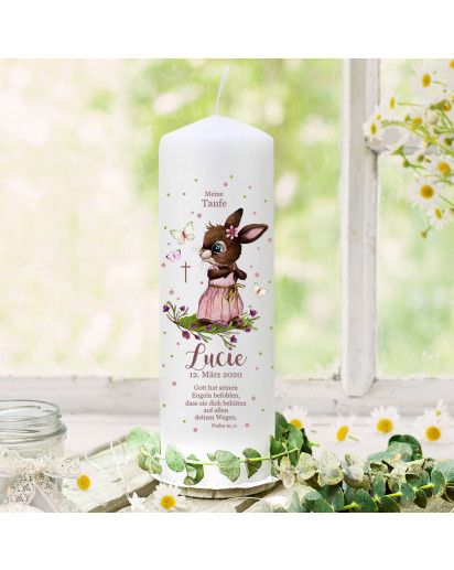 Individualisierte Taufkerze Mit Baum-Motiv - Handbemalt Mit Wunschname & Datum, 25cm